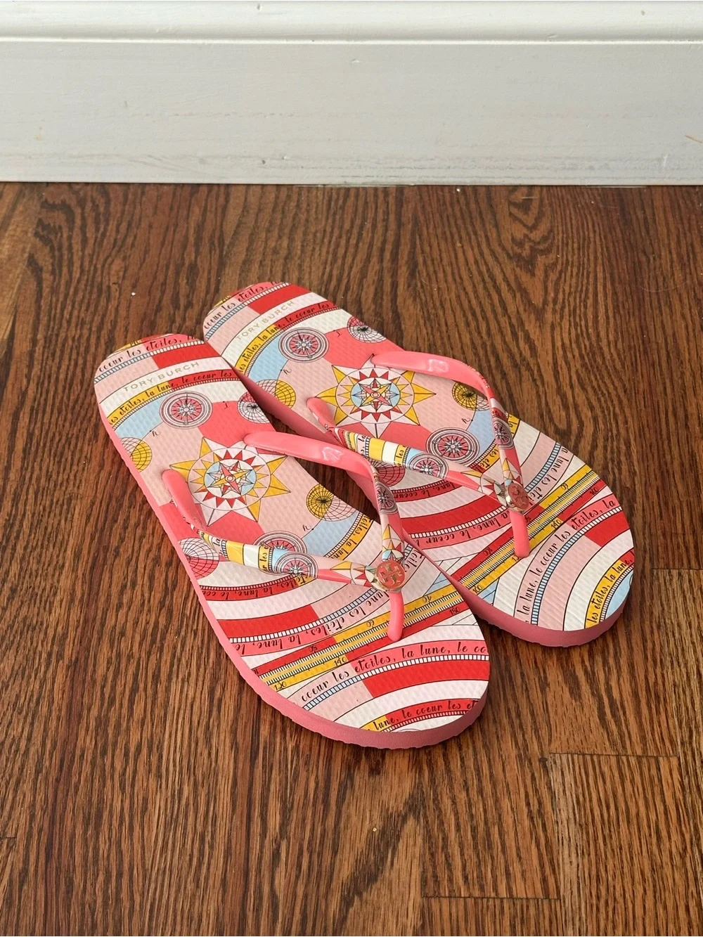 Tory Burch Pink Multi-Pattern Flip Flops